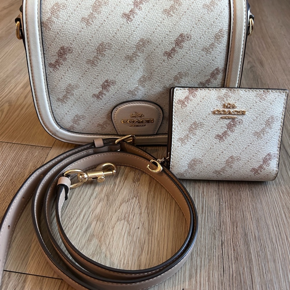 Coach Beige and Brown Crossbody Bag Set